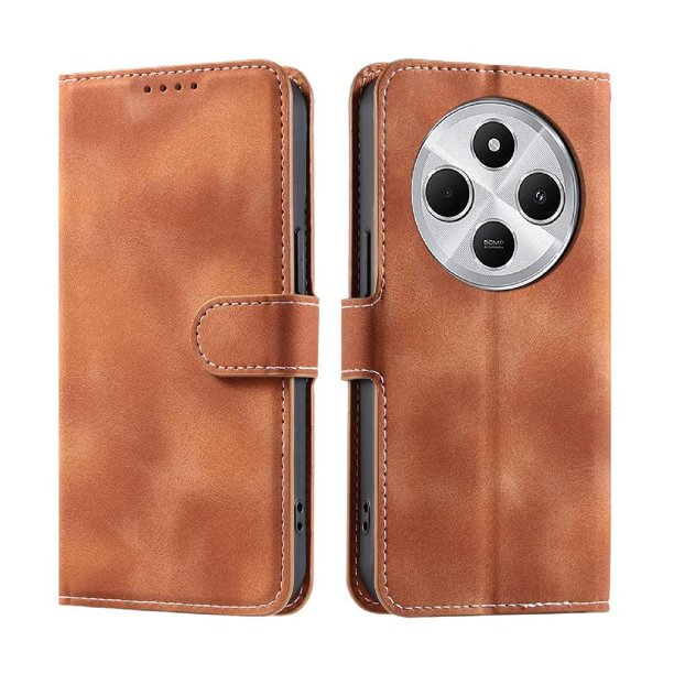 Funda Cartera para Xiaomi POCO C75 Tapa con Ranuras, Soporte y Correa Marrón