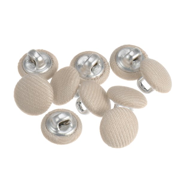 Uxcell 10pcs 16L Botón Cubierto de Tela de Tela 10mm Vástago de Metal Botones Redondos para Trajes Vestidos Blusas, Beige