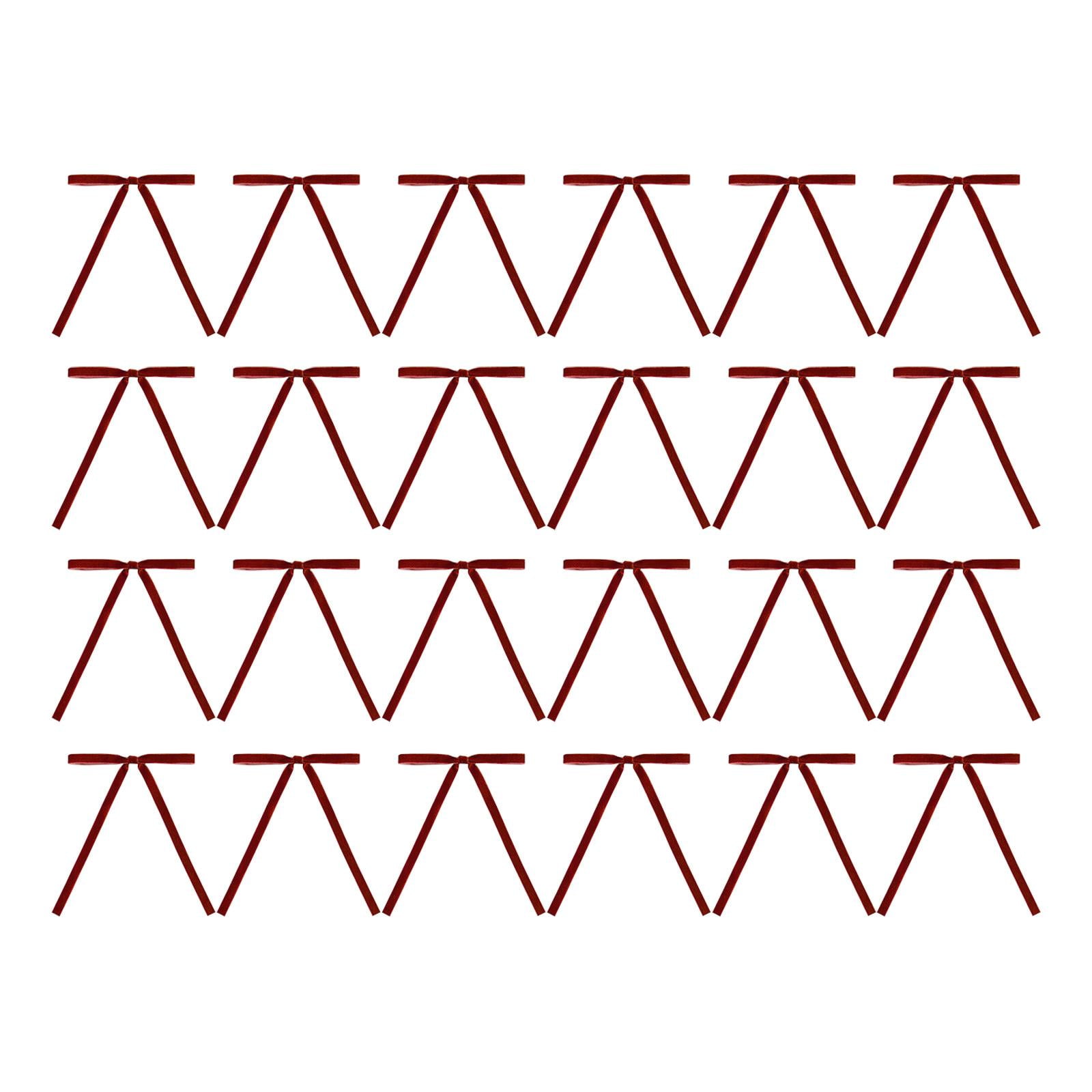 Bothyi - Juego De 24 Lazos Navideños De Terciopelo Para Decoración Navideña, Lazos De Cinta Para Navidad, Adornos Navideños Rojos