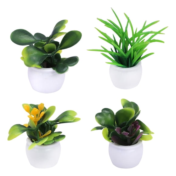 4x Mini Casa De Muñecas Plantas En Macetas De Plástico Jardín De Hadas Para Decoración De Casa De Muñecas