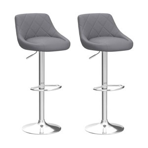 Global Latin Group - Pack 2 Sillas Taburete Piso Bar Giratoria Altura Regulable Gris