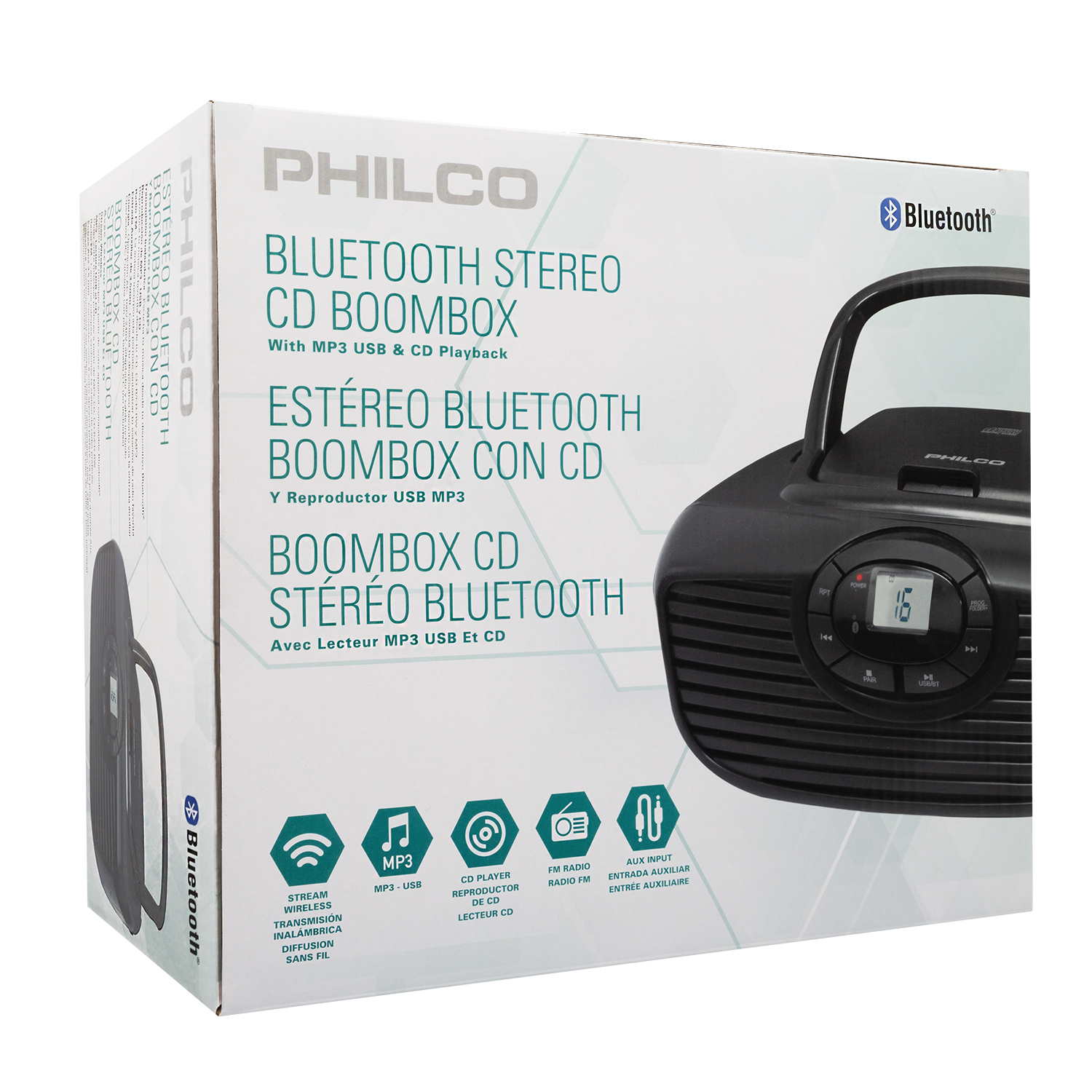 Radio Boombox Philco Con Bluetooth Y Reproductor Cd Open Box
