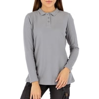 Polera Pique Quebec Manga Larga Gris Mujer