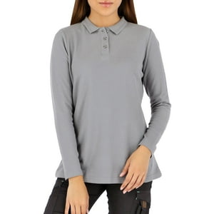 Polera Pique Quebec Manga Larga Mujer Gris