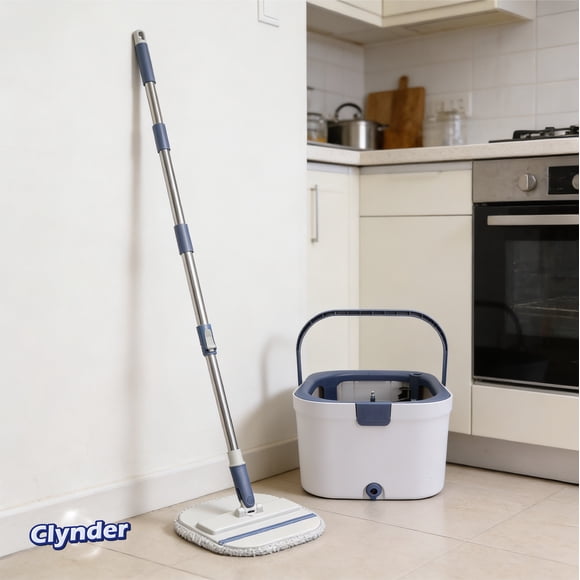 Set Mopa Giratoria Escurridor Cuadrada Spin Azul Clynder