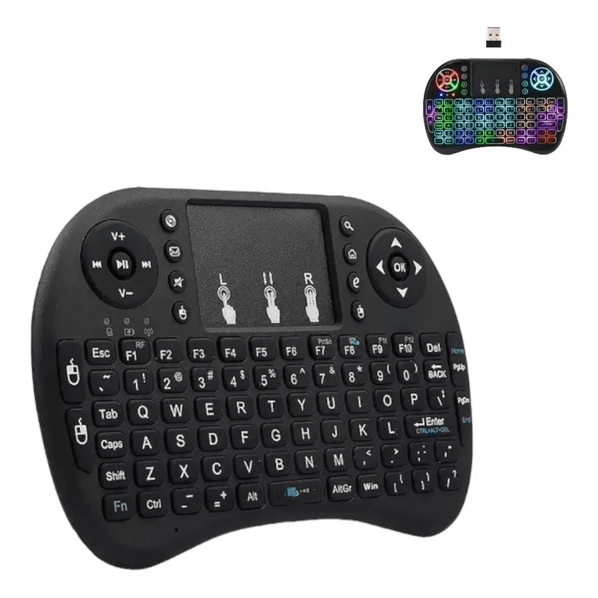 Genérico - Mini Teclado Inalámbrico Touchpad Smart Tv Xbox Negro