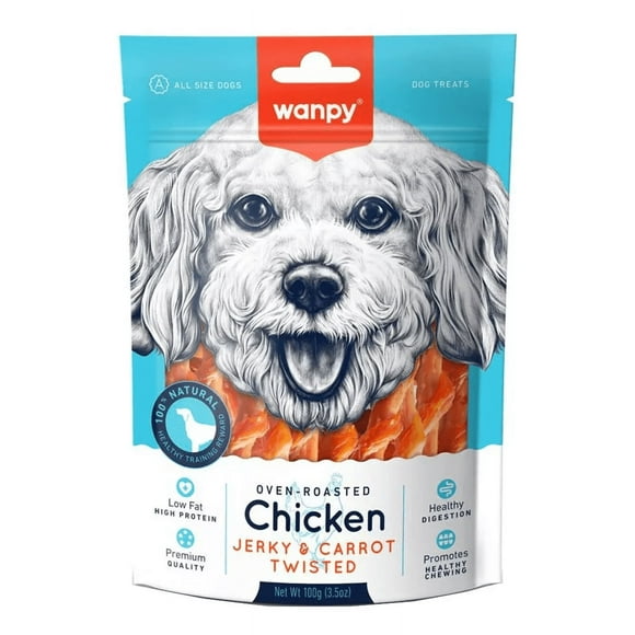 Wanpy Chicken Jerky & Carrot Sticks Dog 100 gr vcto 09/07/2026