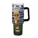 thumbnail image 1 of FIFA Vaso aislado de acero inoxidable con asa, diseño temático, regalo para familia, amigos y fans; incluye pajita y encaja en el portavasos estándar, 40 oz, 1 of 6