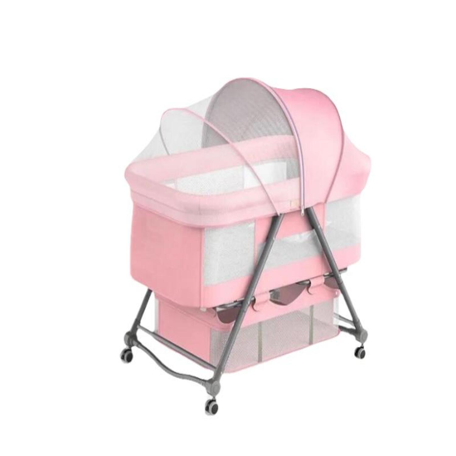 Cuna Bebé Con Accesorios Rosada Lubabycas