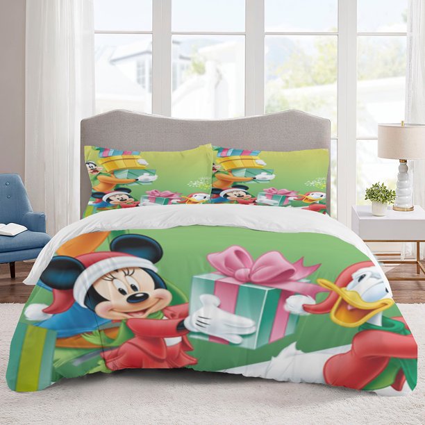 Mickey Mouse Bedding Sets Cartoon Duvet Cover Lightweight 3 Piece Bet Sets for Kids Boys Girls