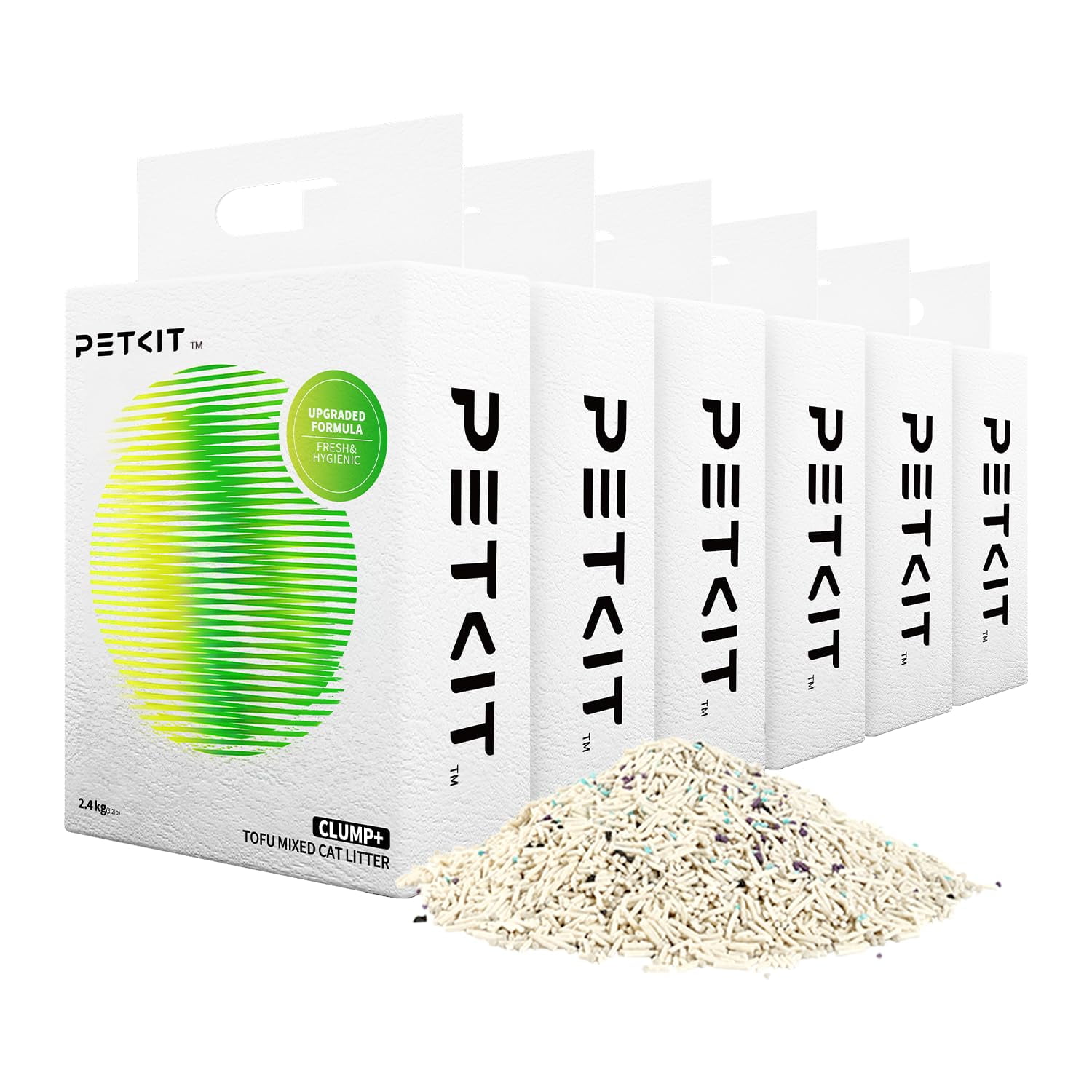 Arena Para Gatos Petkit Clump+ Mezcla De Tofu 2.4 Kg X 6 Bolsas