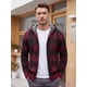 thumbnail image 5 of INSPIRE CHIC Chaqueta de Suéter de Punto a Cuadros con Forro de Lana y Capucha con Cordón para Hombre L Rojo, 5 of 6