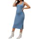 thumbnail image 4 of INSPIRE CHIC Vestido de maternidad de punto acanalado para mujer, manga larga, cuello redondo, conjunto de 2 piezas, suéter ajustado, azul M, 4 of 6