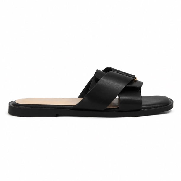 Sandalia Mujer Elegante Plana Punta Abierta 6042