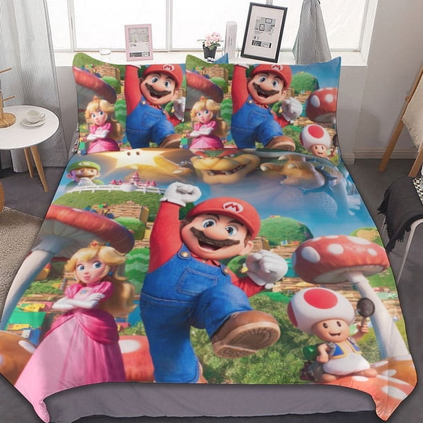 Mario Duvet Cover Set 3-Piece Bedding Set Soft Warm And Comfortable Soft Bed Set for Bedroom All Season Bed Sheets
