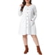 thumbnail image 1 of Vestido Babydoll de Cuello Redondo para Mujer de Talla Grande Agnes Orinda con Decoración de Botones, Manga Larga, Suave y Casual para Otoño con Bolsillo 5X Blanco, 1 of 6