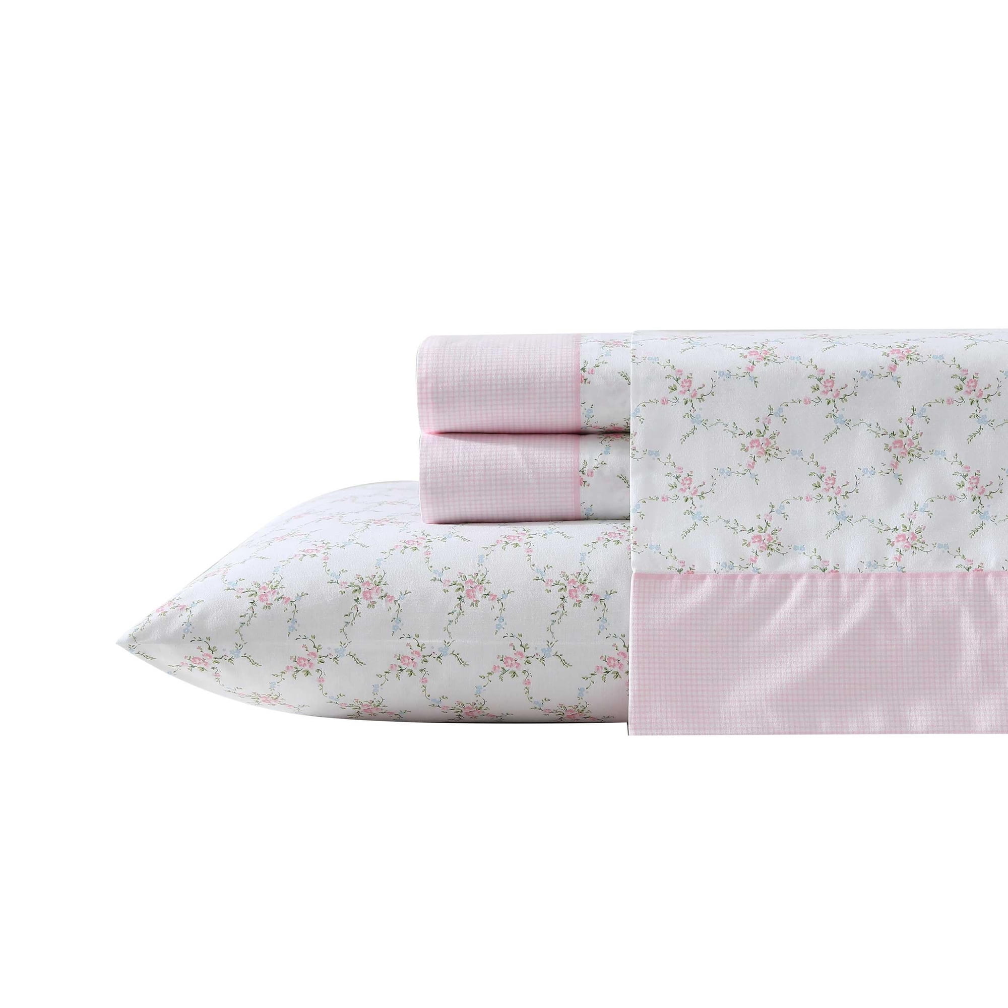 Juego De Sábanas Laura Ashley Queen, 100% Algodón Percal, 200 Hilos, Rosa