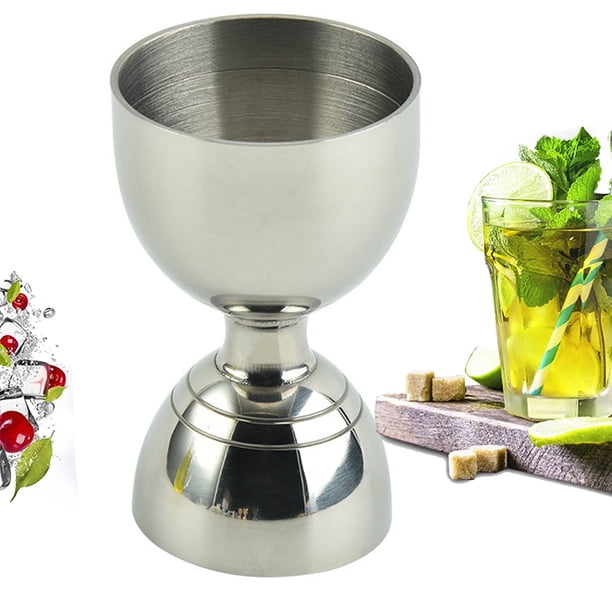Jigger doble de acero inoxidable para cócteles de coctelería: herramientas de bar para medir tragos de cóctel de 2 oz/1 oz