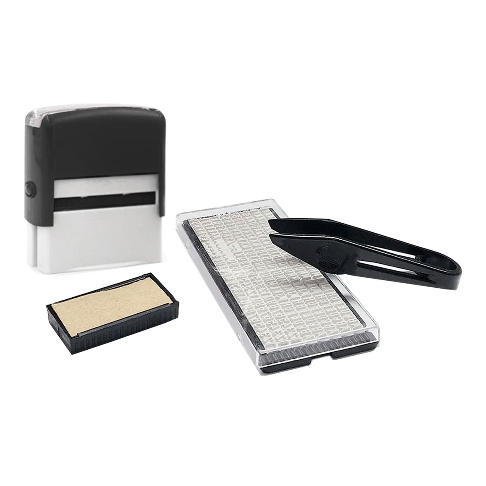 Magideal - Sello Autoentintado Para Bricolaje, Sello Compacto Con Impresión De Fecha Del Alfabeto, Sello De Dirección, Sello De Números Y Letras Para Contabilida Negro