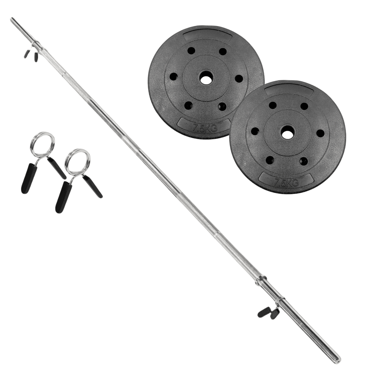Linea Sport - Barra Preolímpica 120 Cm Cromada Con 15 Kg En Discos Pvc