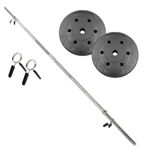 Linea Sport - Barra Preolímpica 120 Cm Cromada Con 15 Kg En Discos Pvc