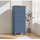 thumbnail image 3 of Cómoda "Kull" Minimalista 5 Cajones Mueble de Madera Slim - Azúl Marino - 55x40x120 cm, 3 of 3