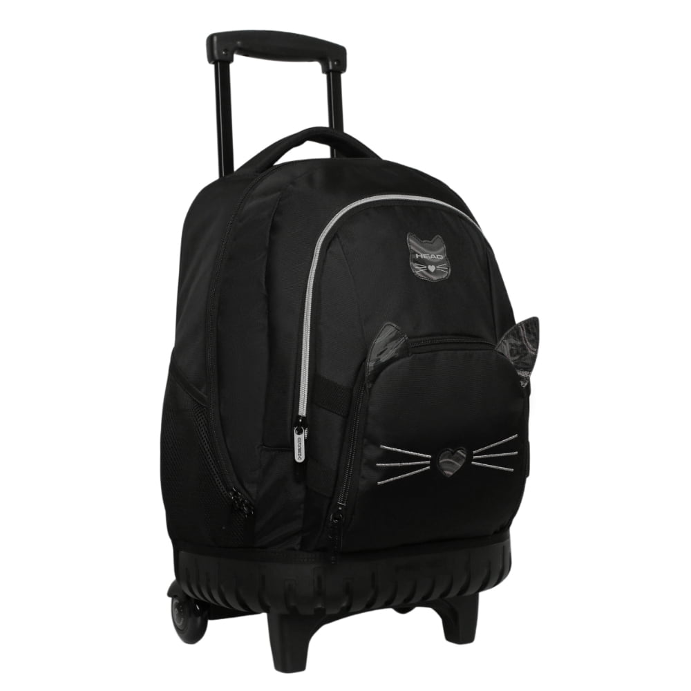 Mochila Con Ruedas Infantil Niña New Kodiac Cat Negro Head