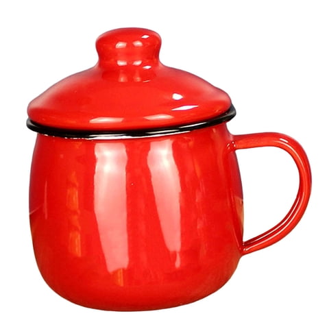 Bothyi - Taza Esmaltada Para Beber, Taza De Té, Taza De Jugo Para Oficina, Cocina, Picnic, Rojo