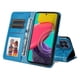 thumbnail image 5 of Funda tipo cartera FOXDOCK para Samsung Galaxy M53 5G , diseño girasol en relieve, cuero PU, cierre magnético, soporte y tarjetero, 5 of 5