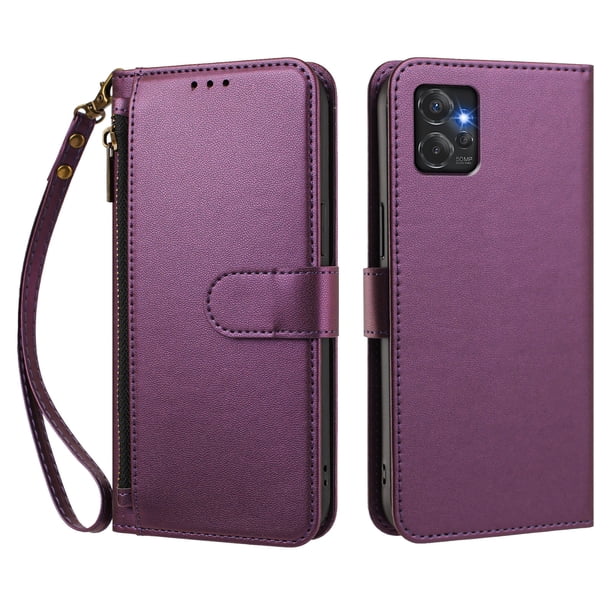Funda Tipo Billetera para Motorola Moto G Power 2023 5G con Soporte y Bolsillo con Cierre Violeta intenso