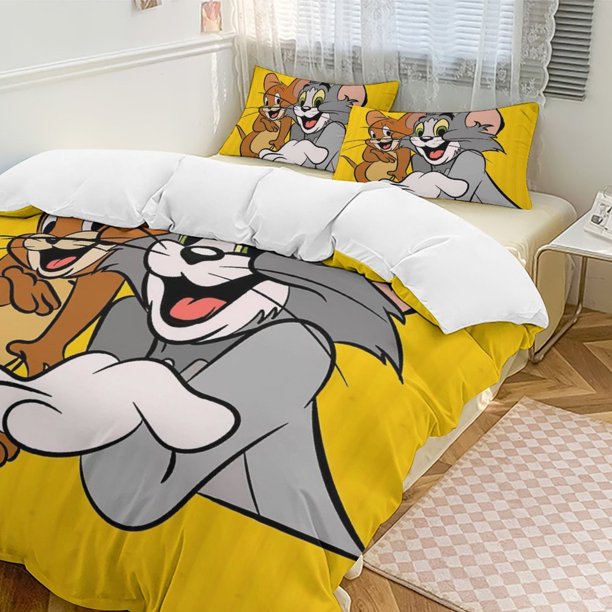 Tom And JerryCartoon Collection 3-Piece Comforter Set, Personalized Bedding Decor for Kids And Teens Bed Sheets