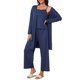 thumbnail image 1 of Conjunto de descanso para mujeres INSPIRE CHIC de 3 piezas, tejido acanalado elástico con top de tirantes y cárdigan a juego, pijamas, ropa de descanso, S Azul, 1 of 6