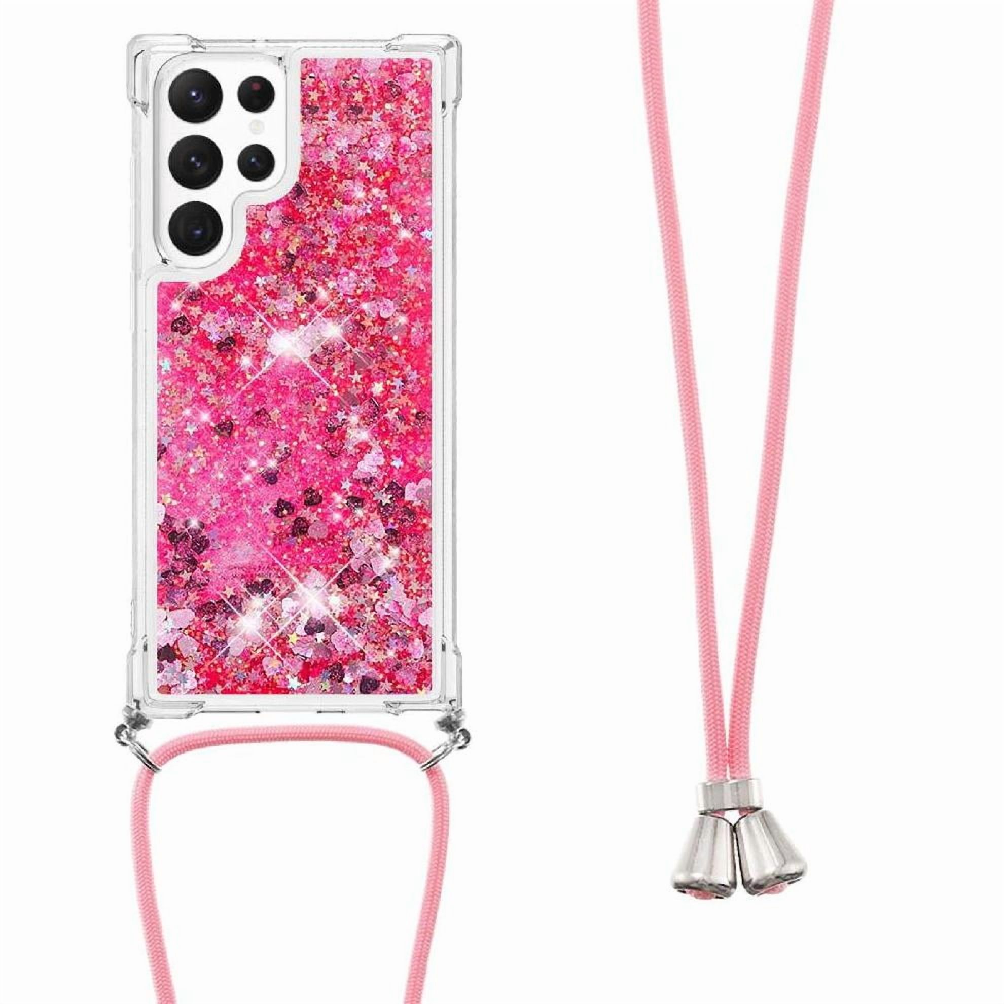 Funda Foxdock Para Samsung Galaxy S22 Ultra Con Cuerda Ajustable, Brillo Líquido, Protección Antigolpes Y Lente – Ideal Para Regalo