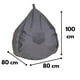 thumbnail image 3 of Pouf Pera Gris Felpa 100x80x80 cm, 3 of 3