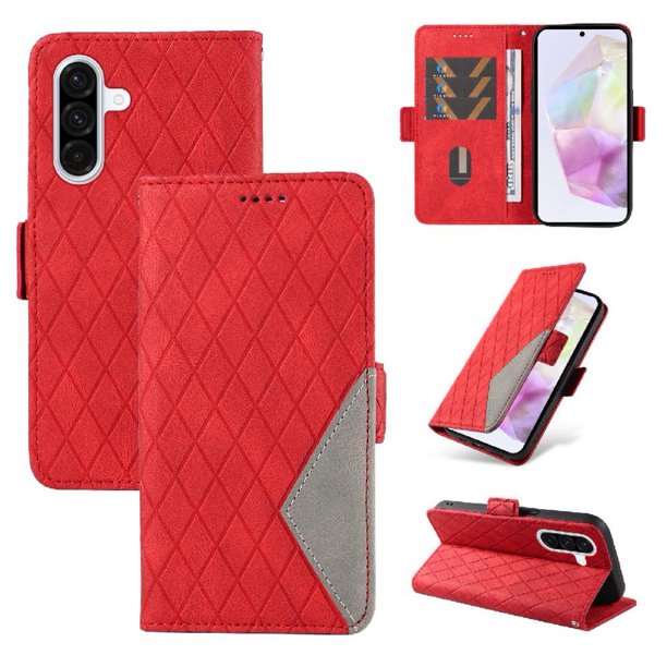 Funda Cartera para Samsung Galaxy A56 5G con Tarjetero Soporte y Correa Rojo