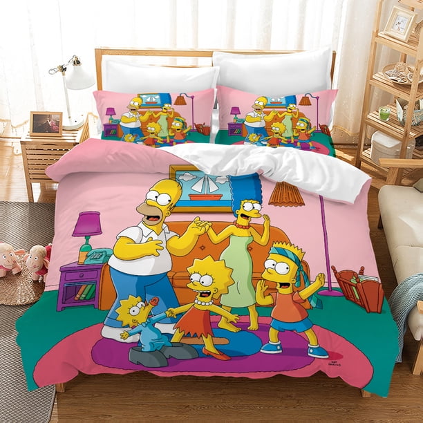 The Simpsons-Bart King Size Bedding Sets Anime Lisa Cosplay Cute Bed Quilt Covers Pillowcases Bedroom Duvet Cover Sets Bed Sheets