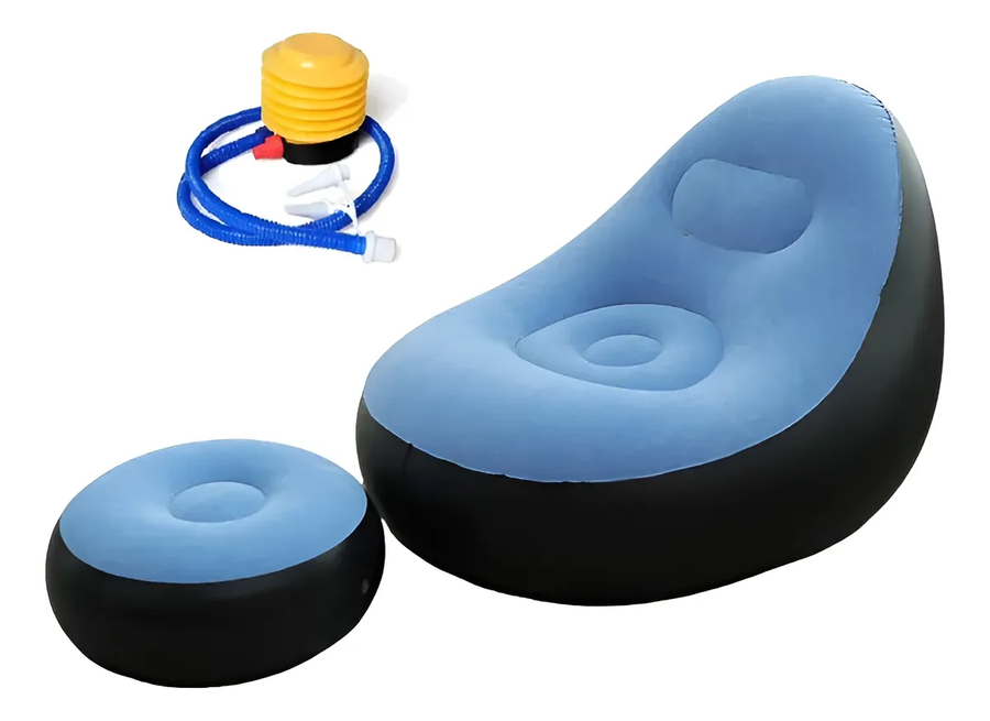 Genérico - Sofá Tumbona Silla Inflable Reposa Pies Puff X L + Inflador Color Celeste - 212096