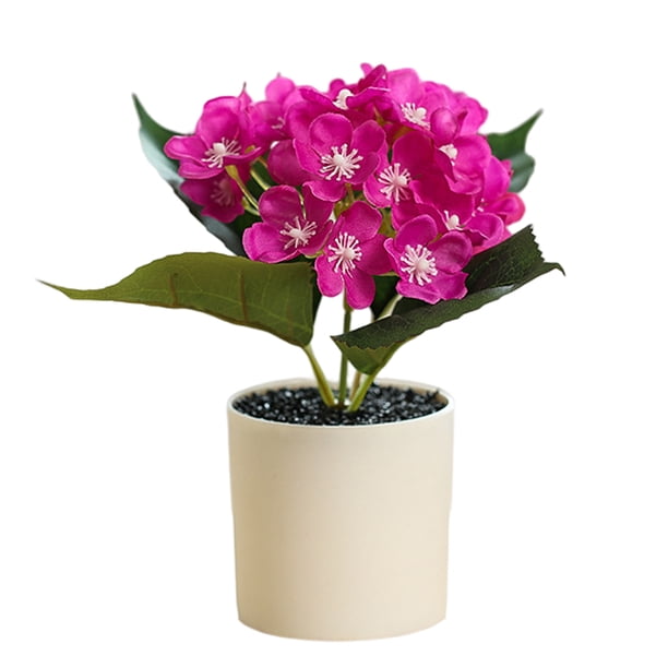 Bonsái de hortensia artificial, flor de seda, planta verde artificial para decoración de interiores, planta en maceta.