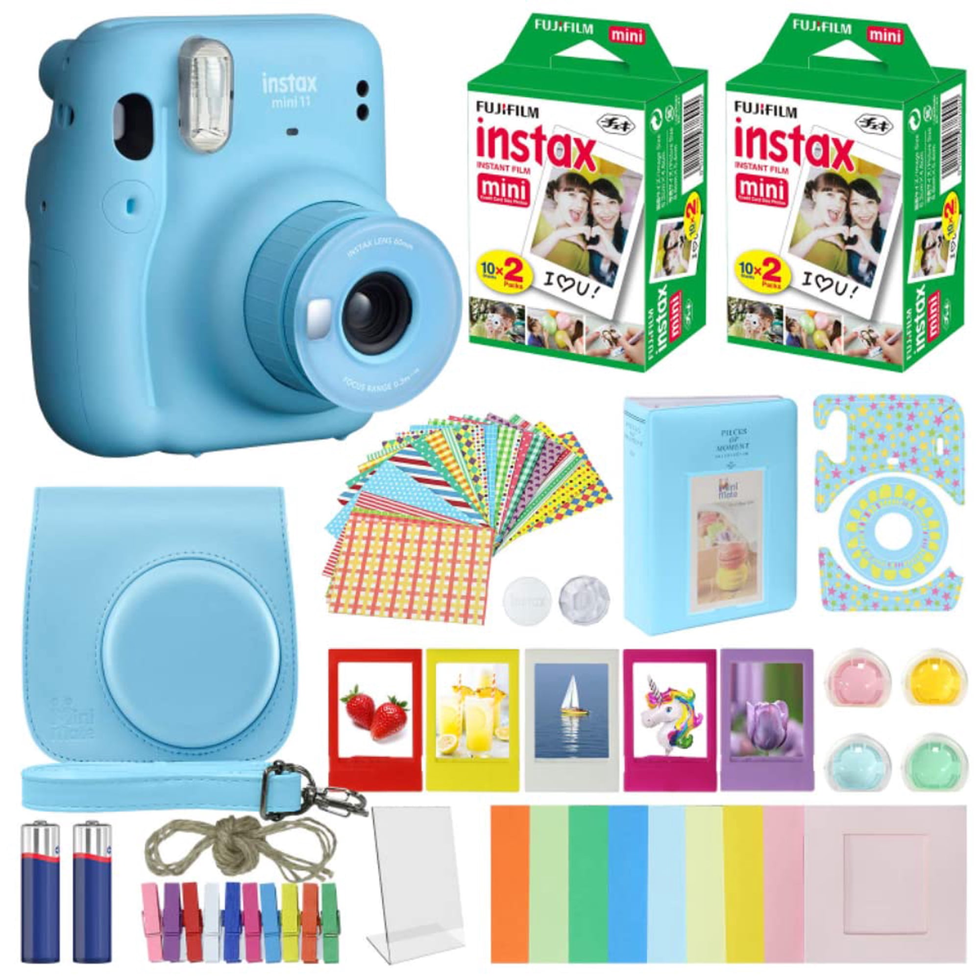 Cámara Fujifilm Instax Mini 11 Azul Cielo Con Paquete De Accesorios
