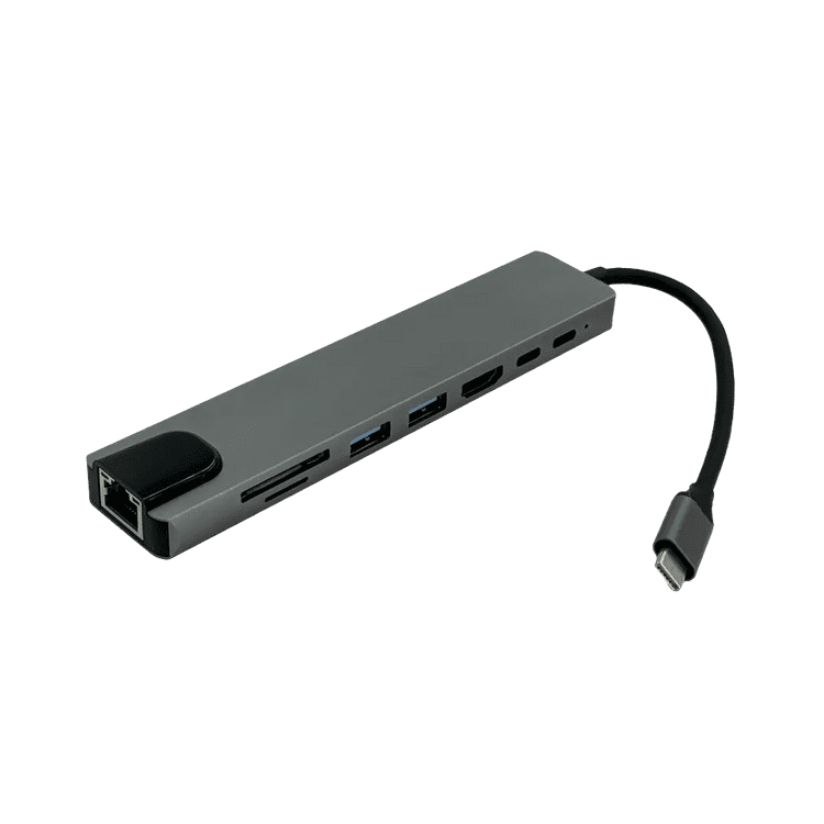 Hub Usb-c Genérico Con Hdmi 4k, Rj45 Y Lector Sd/msd Plata