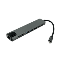 Hub Usb-C Genérico Con Hdmi 4K, Rj45 Y Lector Sd/Msd Plata