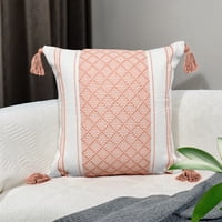Xmhytop Almohada Bohemia (1 Pieza), 45 X 45 Cm, Material De Chenilla Felpuda Neutra, Con Funda Y Relleno Incluido, Ideal Para Sala De Estar, Sofá, Cama, Estilo A, Rosa