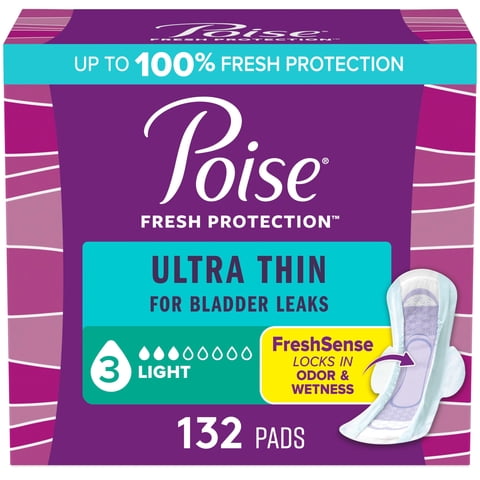 Almohadillas Poise Ultra Thin Para Incontinencia Y Posparto, 132 Unidades
