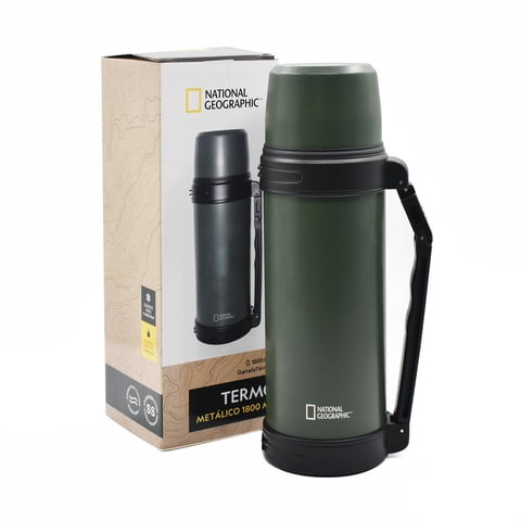 National Geographic - Termo Agua Acero Inox Mango Movible Tapa Stopper 1.8L Verde