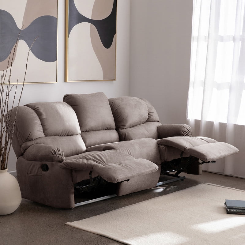 Latam Home - Bergere Perugia Reclinable 3 Cuerpos Cuero Kentucky Gris