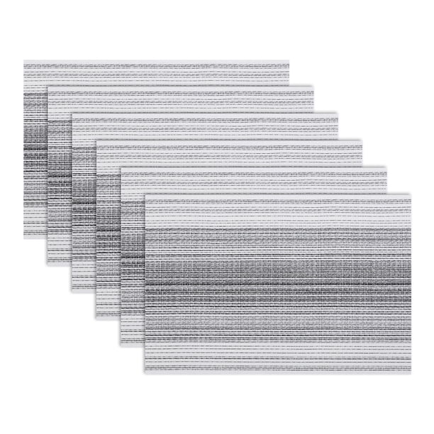 REGALWOVEN Juego de 6 Manteles Individuales Rectangulares de Plástico para Cocina y Comedor Lavables Resistentes al Calor Manteles de Mesa Limpiables Negro 45x30cm