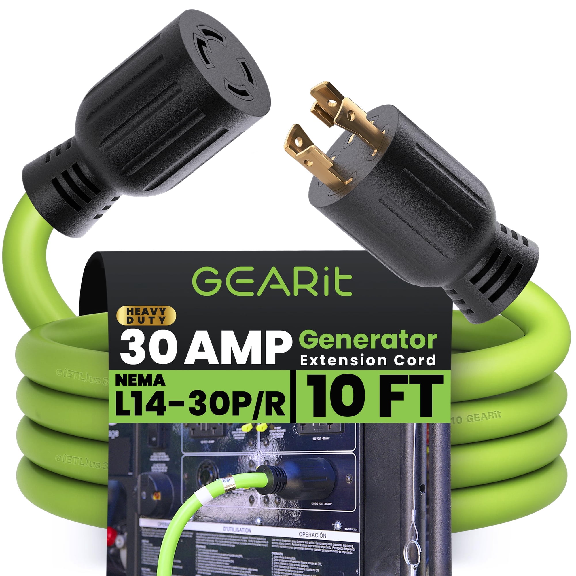 Cable De Extensión Para Generador Gearit, 30 A, 120/250 V, 7500 W, 10 Pies