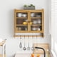 thumbnail image 1 of 24.8''Glass Door Vintage Double Door Wall Cabinet With Three Tiers of Storage With Towel Rack,for Bathroom, Kitchen,,Dining Room,Natural, 1 of 3