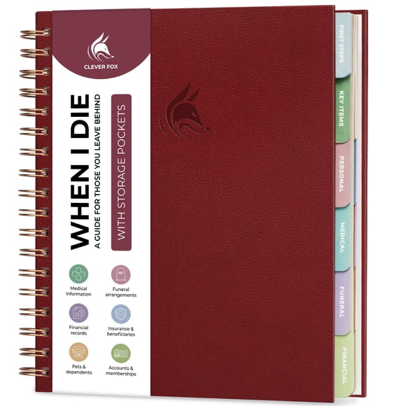 Clever Fox When I Die – Organizador de Carpetas y Planificador, 8.5×9.5, Burdeos
