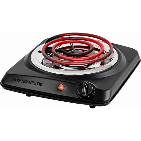 Quemador de Encimera OVENTE BGC101B 1000W Bobina Negra de 15 cm
